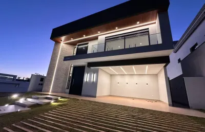 Sobrado de luxo com 3 suítes + escritório + piscina - alphaville uberlândia 1