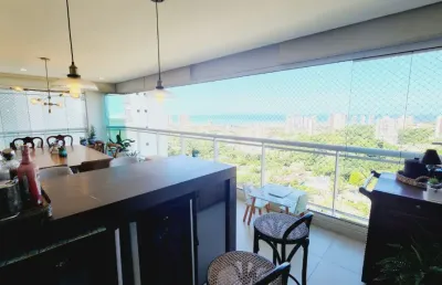 Apartamento a venda no etco greenville com 3 suites vista mar e varanda gourmet em patamares