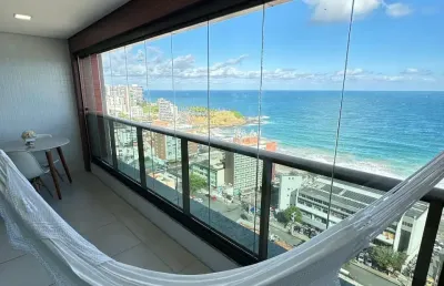Apartamento a venda na barra 535 com 1 quarto mobiliado e vista mar