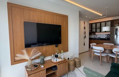 Apartamento para locação no ocean house jaguaribe com 2 quartos vista mar e mobiliado