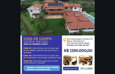 Chácara de luxo à venda em serra negra-sp, vila santista: 6 quartos, 5 suítes, 3 salas, 7 banheiros, 3 vagas, 500m².