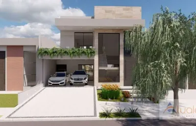 Casa 250m2 no condomínio jardim golden park residence, 4 dormitórios, 3 suítes, 4 vagas, área gourmet com piscina e churrasqueira, varanda