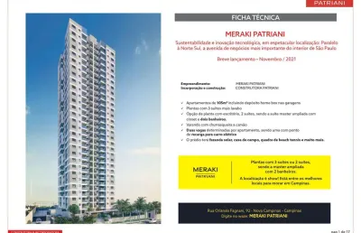 Meraki patriani, apartamentos de 105m2, 2 opções de plantas, 2 ou 3 suítes, 2 ou 3 dormitórios, varanda gourmet, lazer completo