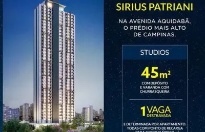 Lançamento sirius patriani studios 46m2 1 dorms,cozinha,banheiro,sala,varanda,1 vaga coberta,deposito,lazer completo