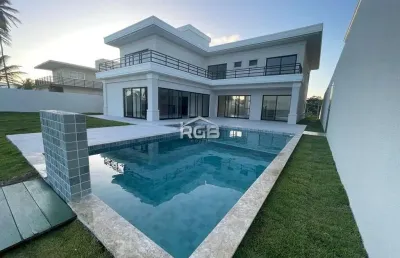 Maravilhosa casa 6 suítes frente mar porteira fechada em jacuípe r$ 4.100.000,00
