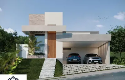 Casa de 3 suites (1 master), piscina aquecida, espaço gourmet com lareira e 4 vagas cobertas