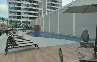 Apartamento novo e projetado, dois quartos, varanda e lazer completo.