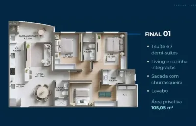 Apartamento na planta com 3 dormitórios sendo 1 suíte e 2 vagas de garagem em itajaí sc