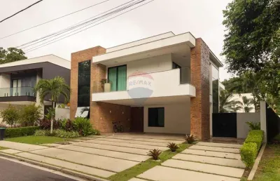 Casa à venda em conomínio exclusiva e mobiliada, alphaville manaus 1,  bairro ponta negra - manaus/am.