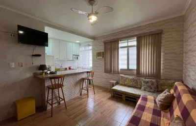 Excelente kitnet frente mar 30m² mobiliado na cidade de praia grande/sp