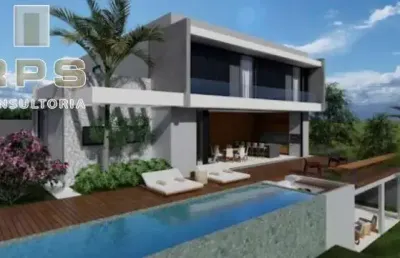 Condominio itaporã, sobrado com 4 suítes, salas de estar e jantar com pé direito duplo e em conceito aberto integrando  a cozinha e área gourmet