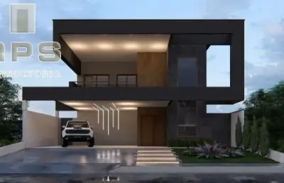 Casa no condomínio vista da serra, em fase de construção, 3 suites, escritório, ambientes integrados entre sala e cozinha, espaço gourmet com piscina!