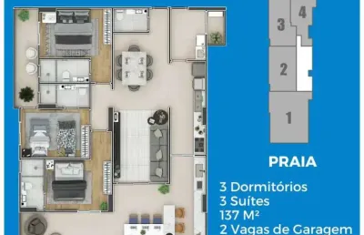 Apartamentos frente mar com entradas à partir de 32.000,00 - praia grande