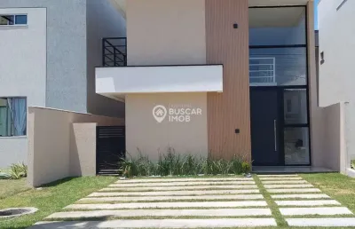 Casa em condomínio fechado com 4 quartos à venda na rua sucupió, abrantes, camaçari por r$ 900.000