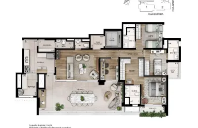 Luxuosa planta com 156m com 3 suítes e 2 vagas de garagem demarcadas em perdizes