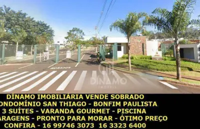 Sobrado à venda, cond. santiago - bonfim paulista - ribeirão preto/sp