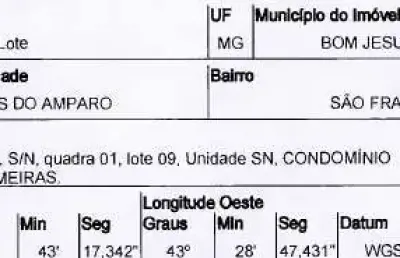 Oportunidade única em bom jesus do amparo - mg | tipo: terreno | negociação: licitação aberta  | situação: imóvel