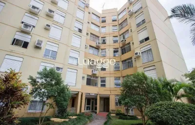 Apartamento de 1 dormitório, living, cozinha, área de serviço e banheiro social.