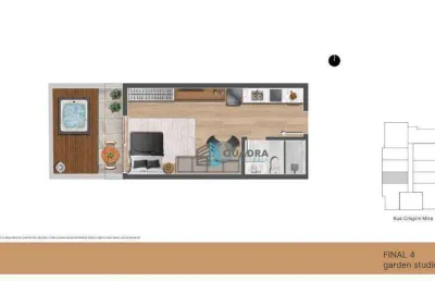 Studio garden a preço de custo, com área de lazer, no centro