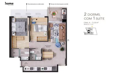 Apartamento com 2 dormitórios à venda, 71 m² por r$ 1.310.623,06 - cacupé - florianópolis/sc
