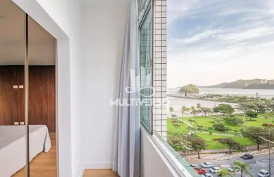 Apartamento 2 dormitórios com vista mar frente praia em santos