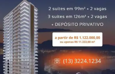Apartamento à venda, 3 quartos no bairro ponta da praia em santos