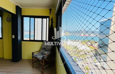 Apartamento 2 dormitórios incrível com deck vista mar garagem box fechada na ponta da praia em santos