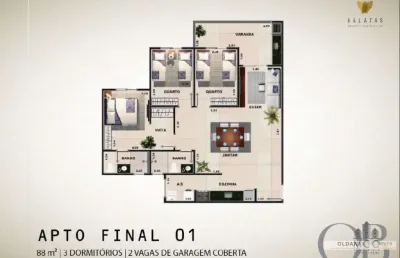 Apartamento repasse com 3 dormitórios no edifício gálatas no centro.