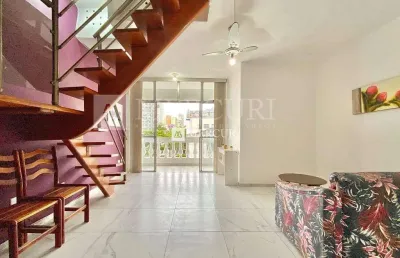 Cobertura no guarujá, enseada, duplex, 3 quartos, sala para 2 ambientes e sacada - mercuri imóveis - imobiliária no guarujá