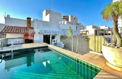 Cobertura no guarujá, enseada, com piscina e churrasqueira, com 3 quartos.