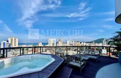 Cobertura no guarujá, enseada, com piscina com vista mar, com 3 quartos.