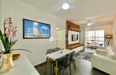Apartamento no guarujá, pitangueiras, com vista mar parcial, com 2 quartos.