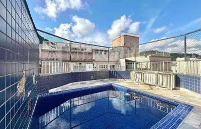 Cobertura no guarujá, 4 dormitórios, duplex, sala para 2 ambientes, piscina e churrasqueira - mercuri imóveis - imobiliária no guarujá