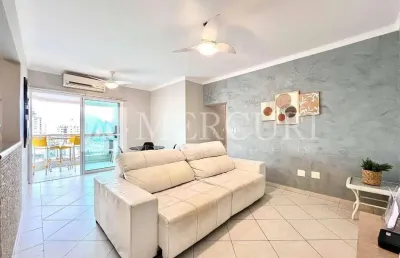 Apartamento com varanda gourmet no guarujá, enseada, vista parcial para o mar com 3 suítes.