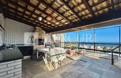 Cobertura no guarujá, enseada, com vista mar, piscina e churrasqueira.