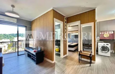 Apartamento no guarujá, enseada, repaginado com vista mar, 1 quarto, mercuri imóveis guarujá