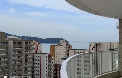 Apartamento vista mar varanda gourmet com 3 suítes no bairro guilhermina na praia grande