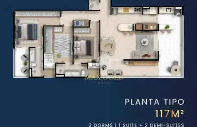 Apartamento com 3 dormitórios à venda, 117 m² por r$ 1.088.000,00 - jardim das nações - taubaté/sp