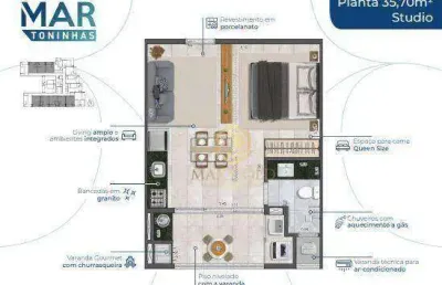 Apartamento com 1 dormitório à venda, 35 m² por r$ 359.716,00 - toninhas - ubatuba/sp