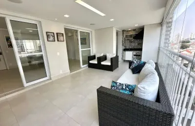 Apto próximo ao shopping anália franco, semi mobiliado, 03 vagas, terraço gourmet !!