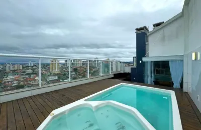 Terraço privativo com vista mar, piscina e ofurô, área gourmet, 3 quartos e 3 vagas à venda em barreiros.