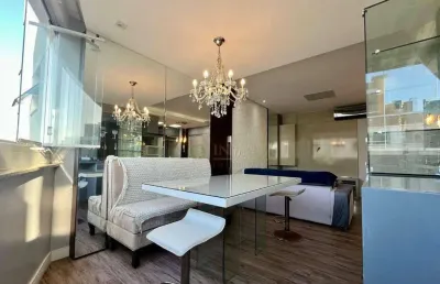 À venda | 80 m², mobiliado, 2 quartos, sol da manhã, vista mar, sacada com churrasqueira e 2 vagas de garagem - barreiros, em são josé.