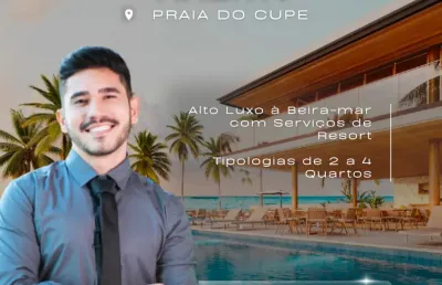 Apartamento de luxo à beira-mar da praia do cupe | 2 a 4 quartos | residencial resort