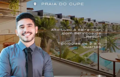 Apartamento de luxo à beira-mar da praia do cupe | 2 a 4 quartos | residencial resort
