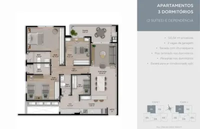 Apartamento com 3 quartos à venda na Rua Orlando Odilio Koerich, 156, Estreito, Florianópolis