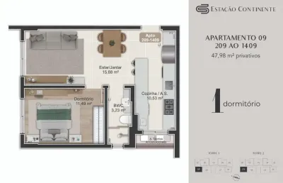 Apartamento com 1 quarto à venda na Rua Eugênio Raulino Koerich, 266, Campinas, São José
