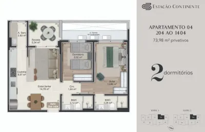Apartamento com 2 quartos à venda na Rua Eugênio Raulino Koerich, 266, Campinas, São José