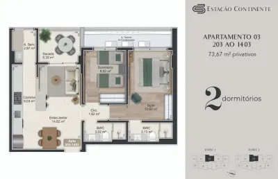 Apartamento com 2 quartos à venda na Rua Eugênio Raulino Koerich, 266, Campinas, São José