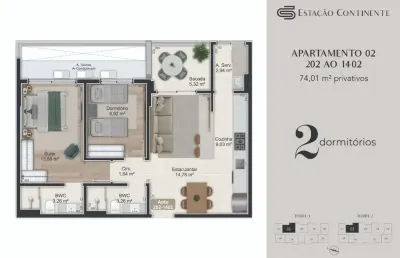 Apartamento com 2 quartos à venda na Rua Eugênio Raulino Koerich, 266, Campinas, São José