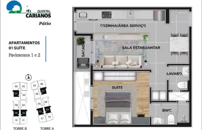 Apartamento com 1 quarto à venda na Avenida Deputado Diomício Freitas, 95, Carianos, Florianópolis